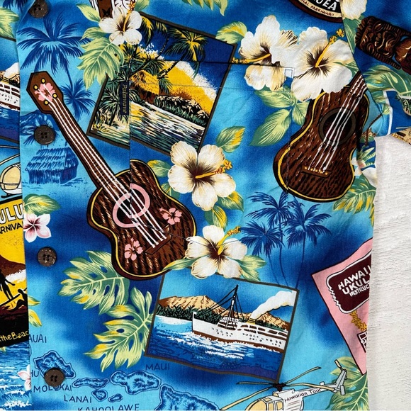Palmwave Men Hawaiian Button Up Floral Shirt Honolulu Colorful Size L EUC - Picture 5 of 11